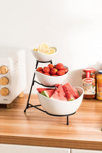 LAUCHUH Serving Dish for Entertaining, 3 Tier Serving Tray, Chip and Dip Serving Set Oval Serving Bowl Set for Easter, Mother's Day Fruit, Dessert, Appetizer, Candy, Vegetable, Black
