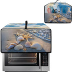 Beach Starfish Shell Print Toaster Oven Scratch-resistant Cover, Heat-resistant Small Appliance Cover for Kitchen Counter with Storage Pockets (Medium-16.1 * 19.71 * 10 inches)