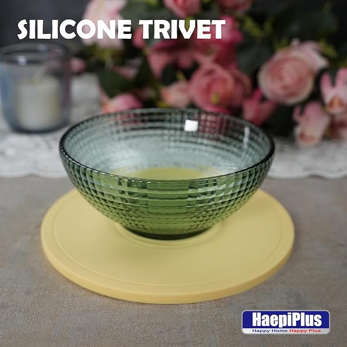 4 Pieces Silicone Trivet Mats, Pot Holders, Kitchen Tools, Heat Resistant Non-Slip Pads for Dishes, Bowls, Jar Opener, Easy to Wash and Dry Pan Cushions (Yellow)