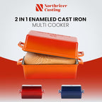 Northriver Casting Enameled Cast Iron Loaf Pan with Lid, Best Bread Oven, Bread Loaf Pans for Baking Homemade Sourdough Bread 9x5, 2 Piece set, Flame