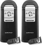 Hamilton Beach Smooth Touch Electric Automatic Can Opener Easy Push Down Lever,For All Standard-Size&Pop-Top,Extra Tall,With Bottle Opening Accessory and Built-In Knife Sharpener,Black(Pack of 2)