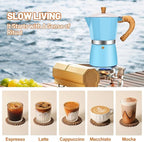 9 Cup Aluminum Espresso Stovetop Moka Pot Express Coffee Maker Percolator Italian Classic Mocha Coffee Machine for Italian and Cuban Cafe Brewing for Home & Camping 450ml 15oz