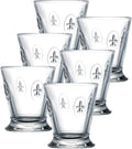 La Rochere Fleur De Lys Glass Tumbler Set of 6 – Classic French Drinking Glasses with Embossed Royal Lily Motif – Pressed Glass Tumblers for Water, Juice & Everyday Entertaining (8.5 Oz)