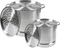 IMUSA Aluminum Steamer Dual Piece Set, 32 Qt and 10 Qt, Silver