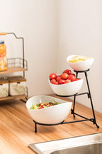 LAUCHUH Serving Dish for Entertaining, 3 Tier Serving Tray, Chip and Dip Serving Set Oval Serving Bowl Set for Easter, Mother's Day Fruit, Dessert, Appetizer, Candy, Vegetable, Black