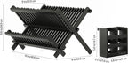 HBlife Dish Rack, Bamboo Folding 2-Tier Collapsible Drainer Dish Drying Rack with Utensils Flatware Holder Set (Dish Rack with Utensil Holder)