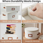 HOMELUX THEORY Dessert Plate Storage Box, 2pc Ivory Hard Shell China Storage Containers 24 Felt Pads, Kitchen Storage Bins With Lids, Heavy Duty Moving Box for Dishes, Dinner Plate, & Dinnerware