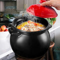 Clay Pots for Cooking Chinese Soup Pot Ceramic Pot Cooking Chinese Terrines, Stovetop soup tureen Make Delicious for The Family,black-2.5L