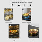 Pie pans Quirche Dishes Stainless Steel Set of 4, Specialty Gratins Pots and Pans Cookware, Au Gratin Baking Dish with Handles, 27 Oz, for Oven Roasting, Individual portion, Gold 8.3 Inch