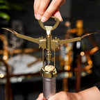 Viski Winged Corkscrew Wine Bottle Opener, Gold Plated Finish, Non-stick Coated Worm, 9.25"