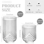 Ribbed Glassware Set of 8, 4 pcs Coffee Tumbler & 4 pcs Rocks Glass Cups, Durable Cocktails & Iced Coffee Cups, Versatile Drinkware for Juice, Smoothies, Whiskey, Wine, Elegant Glass Set for Women