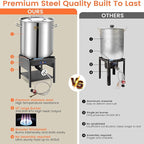 ARC 64QT Stainless Steel Seafood Boiling Turkey Fryer Kit with Strainer and Propane Stove with 200,000BTU, Stainless Steel Crawfish Boil Pot and Burner for Outdoors Cooking and Steaming, Non-Assembly