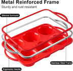 Puyeipt Jumbo Muffin Pan with Metal Frame, 6 Cup Large Cupcake Mold with Handles, Silicone Egg Bite Baking Tray, BPA Free & Non-Stick