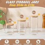 SENTVEND 24 Oz/ 37 Oz/ 51 Oz Glass Storage Jars with Bamboo Lids - 6 Pack Clear Glass Canisters Square Airtight Stackable Ideal for Pantry Storage Containers Great for Cereal Coffee Beans Snacks etc