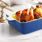 4 QT Baking Dish, Casserole Dishes for Oven, 9x13 Baking Pan with Handles, Lasagna Pan Deep, Ceramic Casserole Dish Oven Safe for Baking, Lasagna, Kitchen, Wedding Gift (Dark Blue)