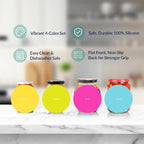 NIHOME Silicone Jar Opener – 6 Inch Large Anti-Slip Grip Pads, Premium 100% Food-Grade Silicone, Stylish Designer Colors, Multi-Purpose Heat-Resistant Mat & Coaster, Set of 4 (Fluorescent Colors)