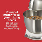 Hamilton Beach Classic Stand and Hand Mixer, 4 Quarts, 6 Speeds with QuickBurst, Bowl Rest, 290 Watts Peak Power, White (64655)