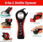 Bloss Anti-skid Jar Opener Can Opener Kitchen Grippers,4 in 1 Multi Function Bottle Opener Lid Opener for Seniors with Arthritis, Caps and Bottles Kitchen Gadgets For Small Hands or Seniors,Black Red
