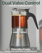 Grasseed Crystal Glass-Top Moka Pot, Polished Stainless Steel Stovetop Espresso Maker for Italian Coffee, Gift for Coffee Lovers - 4 Cup/160ml/5.6oz