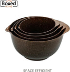 BoxedHome 4 Quart Large Plastic Mixing Bowls, Microwave Safe Mixing Bowl Set with Pour Spout, Nesting Bowls for Space Saving Storage(coffee)