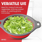 Gevoli Strainer with Self-Draining Base (5QT) Over-Sink Collapsible Kitchen Colander Set with Side-drain Base for Pasta Vegetables and Fruit, XL Large Capacity, Dishwasher Safe (5-Quart) Red/Gray