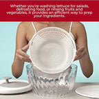GUZZINI 10" Salad Spinner with Lid - White, Wash, Spin & Dry Vegetables, Fruits, Salad, Built in Draining - Fruit Washer Fruit Dryer, Home Gadgets & Kitchen Tools