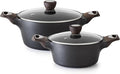 SENSARTE Nonstick Stock Pot with Lid, 2.6+4.5 QT Soup Pot Set Casserole Pot, Healthy Pasta Pot, Large Deep Cooking Pot, Big Sauce Pot Stew Pot, Induction Compatible, PFOA PFOS APEO Free, Black