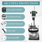 OS-5S Digital Overhead Stirrer 10L(H₂O) Lab Stirrer Flat-Base Stainless Steel Stand & 2 Stirring Paddles & Beaker Holder | 100-1200RPM,10000 mPas,Timing 1min-24h