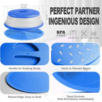 2 in 1, Aidacom Microwave Mat & Food Cover- Mat as Bowl Holder, Cover for Splatter Guard, Multi-use: Silicone Trivet, Pot Holders, Drying, Baking, Place Mat, Utensils Rest for Kitchen Counter, Blue