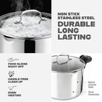 GOTHAM STEEL 8 Qt Nonstick Pasta Pot with Strainer Lid, Stainless Steel Stock Pot, Twist & Lock Handles, 2 Strainer Sizes, PFOA Free, for Soup & Spaghetti, Induction Ready, Oven & Dishwasher Safe