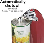 Hamilton Beach Electric Automatic Can Opener with Auto Shutoff, Knife Sharpener, Cord Storage, and SureCut Patented Technology, Extra-Tall, Red