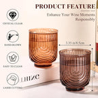 Venus Vintage Drinking Glasses Set of 6-15oz Hand-Blown Highball Ribbed Glassware, Arch Design Cocktail Glasses for Whiskey Water Beverages Ice Coffee Juice Milk