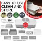 KEOUKE 8-in-1 Vertical Vegetable Chopper Mandoline Slicer with Container White - Safe Tap Out Dicer with Hand Guard for Kitchen Easy Food Prep, Onion Potato Veggie Fruit