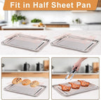 Cooling Rack for Baking 3 Tiers, 16" x 10" Cookie Cooling Wire Rack Stackable Collapsible Nonstick, Stainless Steel Baking Cooking Cooling Racks with Optimum Air Flow, Rose Gold