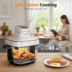 AIRMSEN 6.3 QT Glass Air Fryer Non-Toxic, 4 Presets & Manual Control, 105–400℉ Precise Heat, 95% Less Oil, Auto-Pause & Resume, Microwave & Dishwasher Safe Glass Container for Family Meals