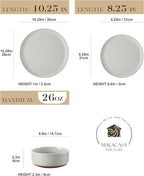 MALACASA Plates and Bowls Sets, 24 Pieces Modern Ceramic Dinnerware Set for 8 Kitchen Dinner Set Stoneware Dishware Dishes Set Microwave and Dishwasher Safe, Grey, Series TARA