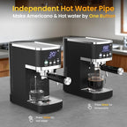 Espresso Machine 20 Bar Temperature Time LED Display Espresso Maker with Adjustable Extraction Temperature Stainless Steel Coffee Machine with Powerful Steam Wand for Cappuccino Latte for Black