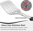 BBQ Grilling Accessories, 3Pcs Stainless Steel Grill Tools Accessories Set with Spatula, Fork and Tongs, Barbecue Utensils Grilling Tools for Outdoor Camping, Heat-Resistant Silicone Handle