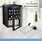 Antarctic Star 16 Bottle Wine Cooler Beverage Refrigerator Small Mini Wine Cellar Beer Soda Clear Glass Door Bar Fridge Quiet Operation Compressor Adjust Temp Control Freestanding, 2.4 Cu. Ft