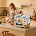 Wooden Board Daisy Print Toaster Oven Dust-proof Cover for Kitchen Small Appliance Fingerprint Protection Decorative Countertop Oven Protector (Small-14.5 * 18.46 * 9 inches)