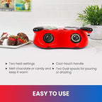 Total Chef Chocolate Melter Pot with 100+ Piece Accessory Kit 17.6 oz (500 g) Capacity Perfect for Fondue Set Dual Melting Pots Candy Making and Desserts Ideal for Celebrations Date Nights Red