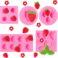 5 PCS Silicone Strawberry Molds, 3D Strawberry Fondant Molds for Chocolate, Candy, Cake Decoration, Cupcake Topper