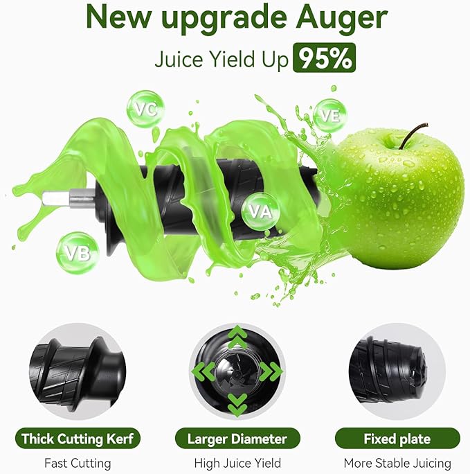 Juicer Machine,Slow Masticating Juicer with 2 Speed Modes & Quiet Motor,Cold Press Juicer Machines Vegetable and Fruit with Reverse Function,Celery Juicer,BPA-Free,Easy to Clean