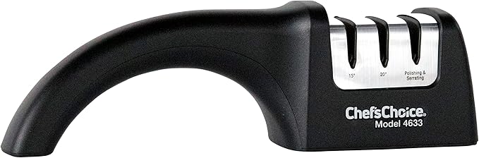 Chef'sChoice Professional Manual Knife Sharpeners AngleSelect for 15- and 20-Degree Straight-Edge and Serrated Knives with Diamond Abrasives Precise Angle Control & Compact Footprint, 2-Stage, Black