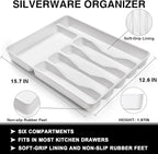 49-Piece Hammered Silverware Set with Organizer, Food-Grade Stainless Steel Flatware for 8, Cutlery Utensil Sets with Steak Knives, Rust-proof, Mirror Polished, Dishwasher Safe, Wave Hammered