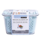 Kitchen Spaces Colander Bin, Produce Saver, Fridge Organizer With Lid, Wash, Strain and Store, Great for Refrigerator, Freezer and Pantry, Medium, Blue, Pack of 1