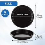 AKOLAFE 8 Pack Deep Dish Pizza Pan Personal Pizza Pan for Oven Round Pizza Plates Set Small Pizza Baking Sheet Non Stick Carbon Steel Pizza Platter Metal Pizza Trays for Serving Cooking Grilling 7Inch
