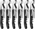 6 Pieces Professional Waiter Corkscrew Wine Openers, Black Wine Keys Opener Stainless Steel Hinges Serrated Foil Cutter for Restaurant Waiters, Sommelier, Bartenders (Black)