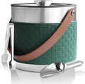 Bakpoco Insulated Ice Bucket with Lid, Scoop, Ice Tongs & Detachable Double-Sided PU Cover– 4L Double-Wall Stainless Steel Ice Buckets for Parties, Cocktail Ba, Champagne & Bar Cart Accessories