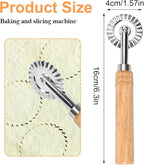 Pastry Wheel Cutter, Stainless Steel Ravioli Cutter, Fluted Pastry Wheel with Long Wooden Handle for Home Making Pasta Pizza Ravioli Cookie Tools